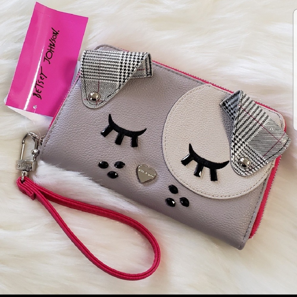 New Betsey Johnson Puppy Plaid Wallet